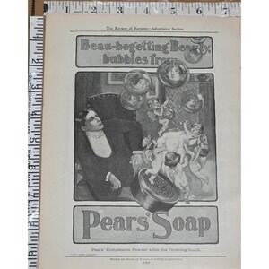 Vintage 1903 + 1904 Pears Soap Print Ad Dawn of Civilization Artwork